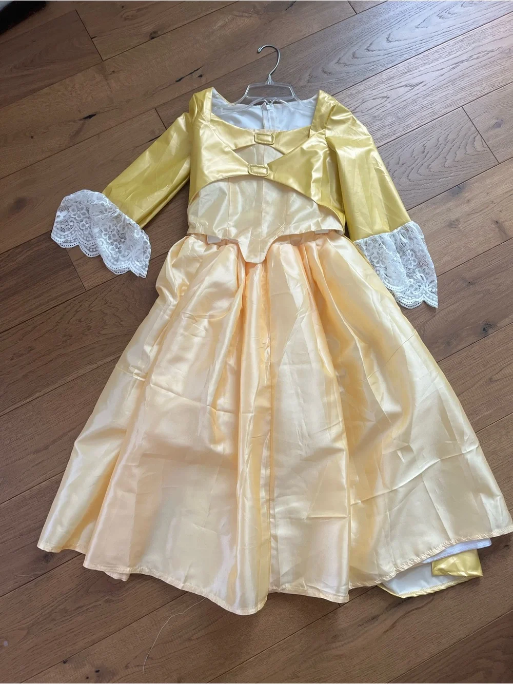 Golden Yellow Girls Large Princess Costume Dress Victorian Colonial Belle 2 pcs